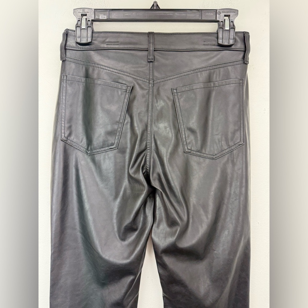 Old Navy Sz 8 Women’s Black Faux Leather High Rise O.G. Straight Leg Ankle Pants - Picture 5 of 8